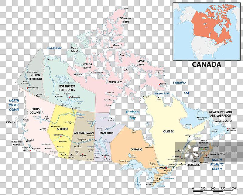 加拿大行政地图图片素材