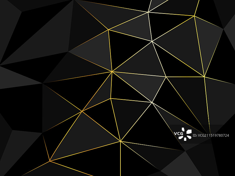 带金色线条网格的黑色多边形背景图片素材