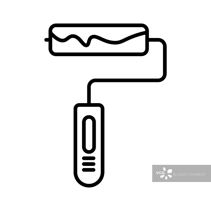 一组油漆滚筒图标，滚刷工具符号图片素材