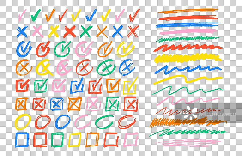 鲜艳的手绘元素标记合集图片素材