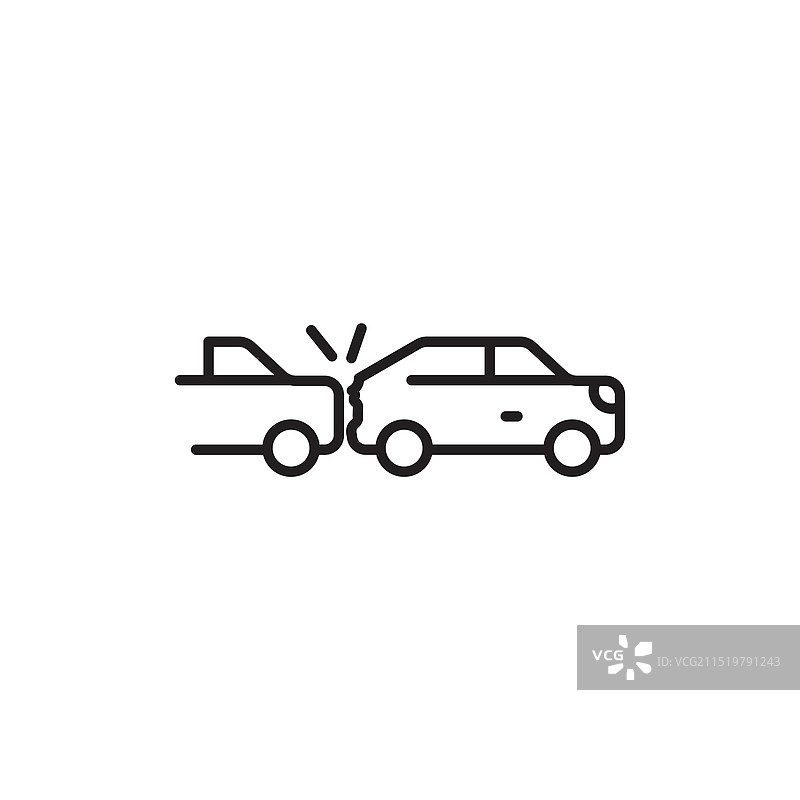 白色背景上的追尾事故线性图标图片素材