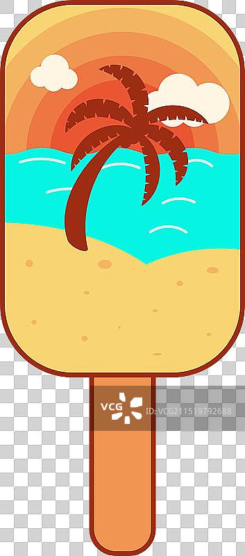 冰淇淋中的海滩和棕榈树图片素材