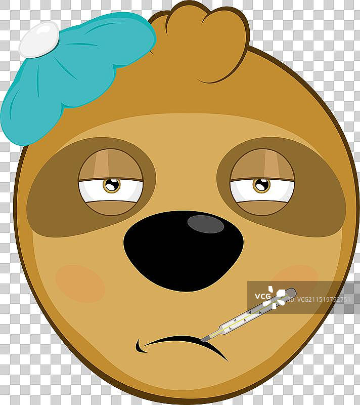 生病的树懒头部：温度计和水袋图片素材