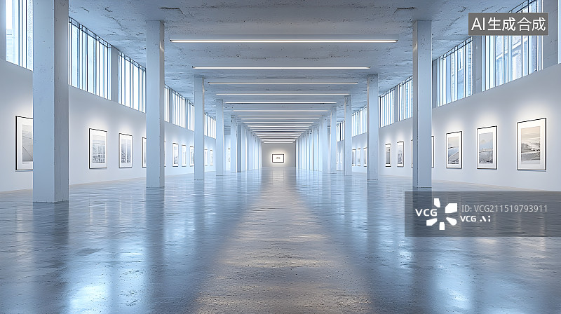 【AI数字艺术】空旷的工厂内部空间车间图片素材
