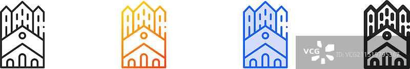 格伦特维教堂线性渐变蓝色图标图片素材