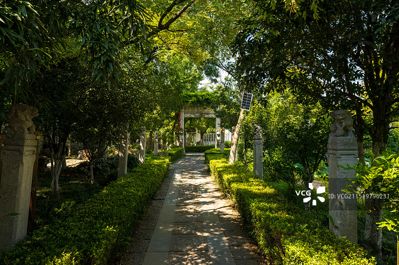夏季白天江苏徐州点石园园林风光图片素材