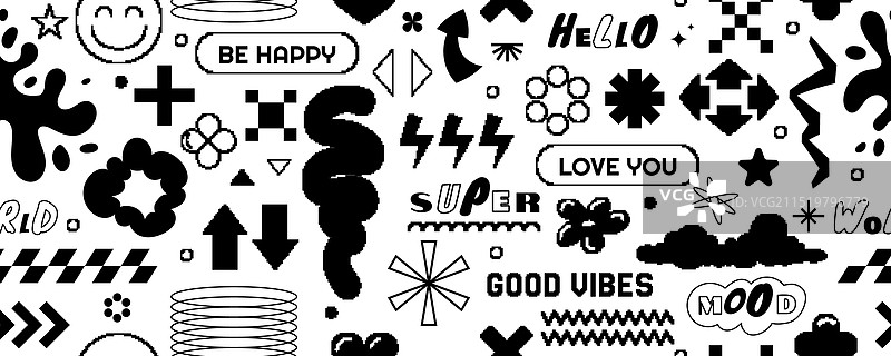 Y2K风格像素涂鸦贴纸图片素材