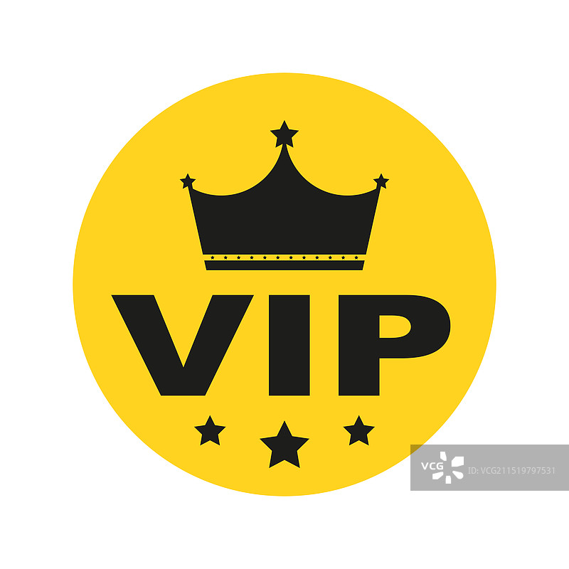 带有皇冠的VIP标签徽章或标签VIP图标图片素材
