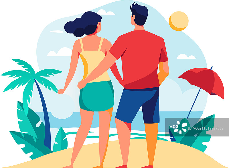 手牵着手的年轻夫妇图片素材