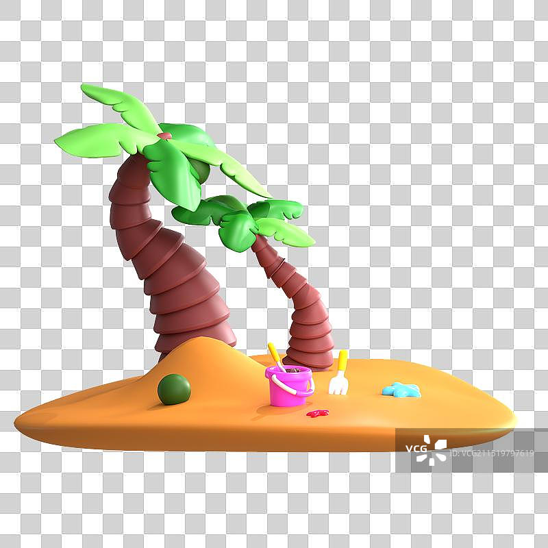 椰子树沙滩度假海边元素图片素材