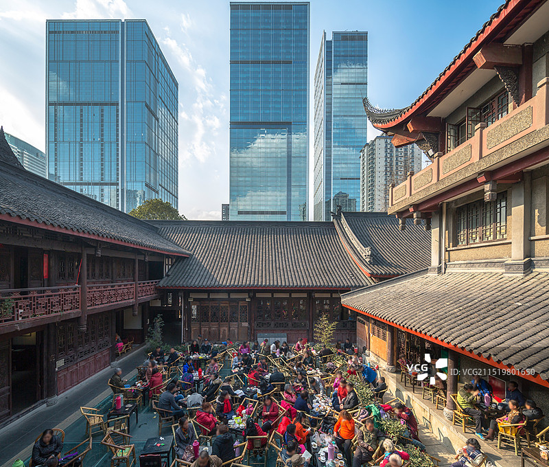 成都太古里大慈寺茶馆图片素材