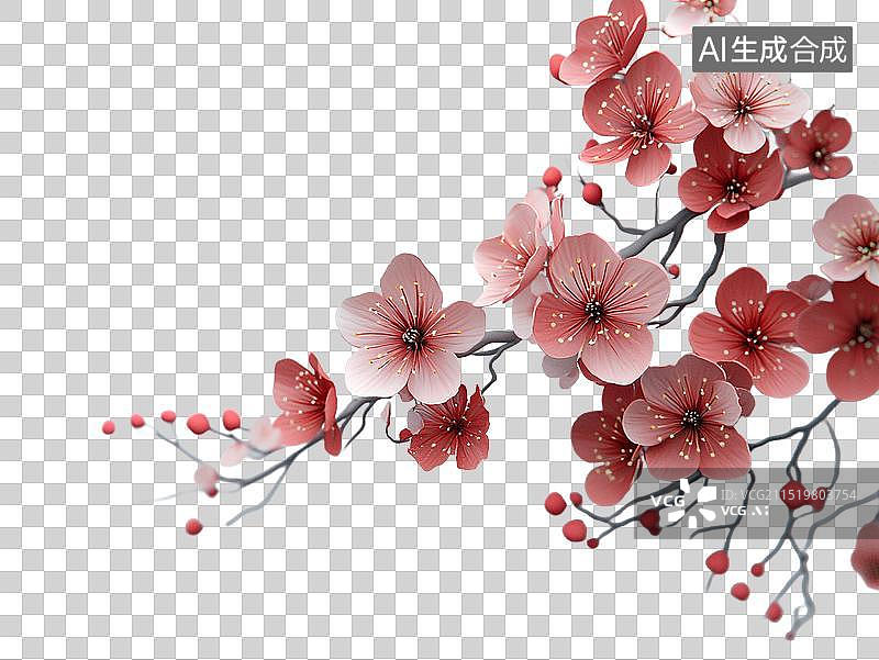 【AI数字艺术】梅兰竹菊等花卉元素图片素材