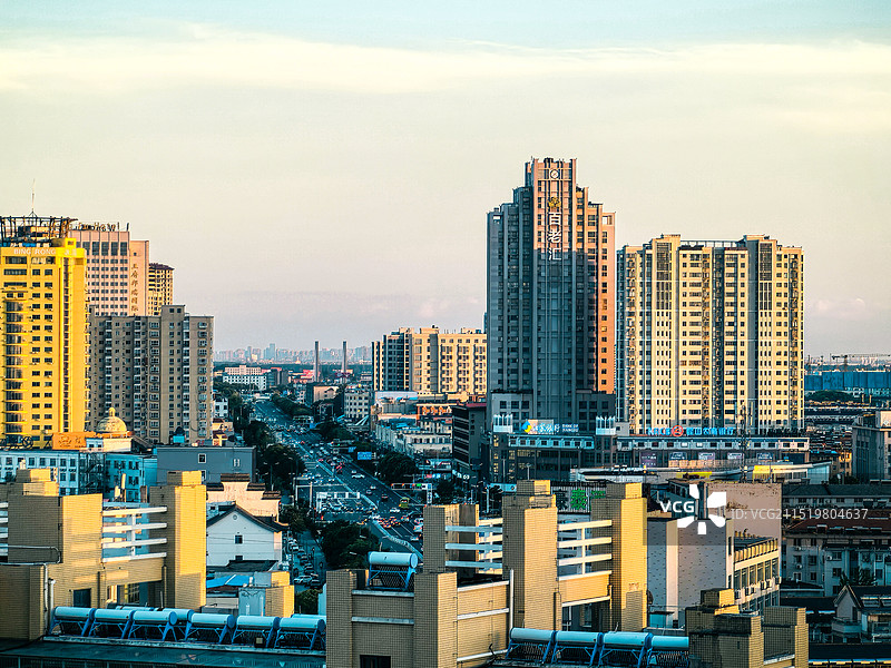 海安市通榆路及周边建筑图片素材