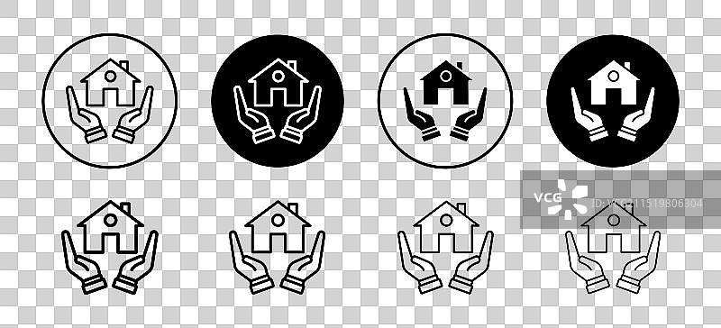 带手图标的居家安全防护图片素材