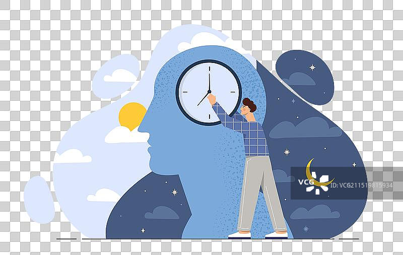 具有昼夜节律概念的男人图片素材