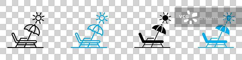夏季休闲沙滩椅图标图片素材