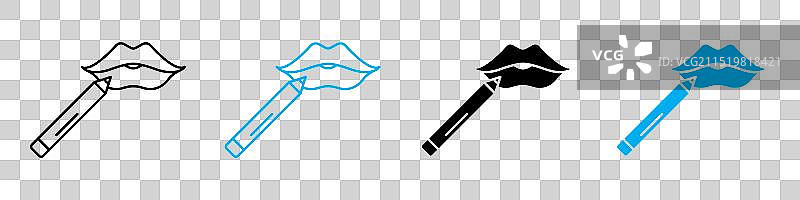 适合唇部化妆和美容的唇线笔图标图片素材