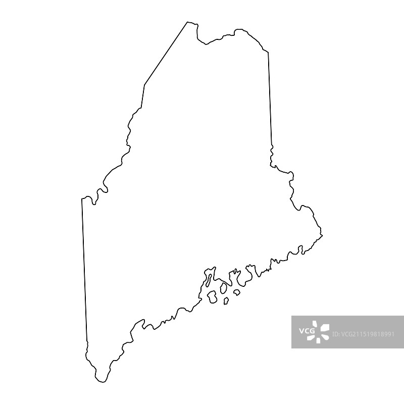 美国缅因州地图形状图片素材