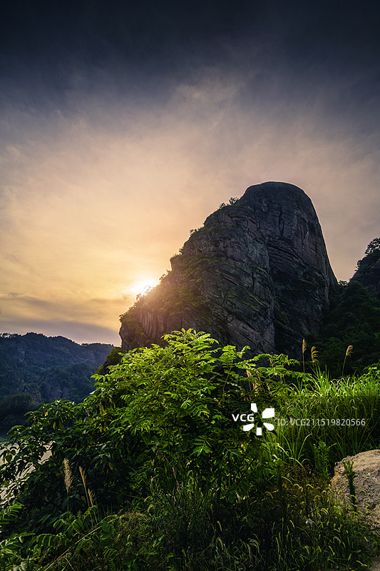日落下的江西上饶九仙湖风景图片素材