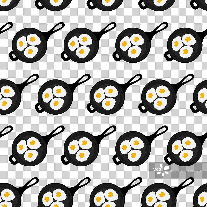 铸铁煎锅中的3个鸡蛋早餐图片素材