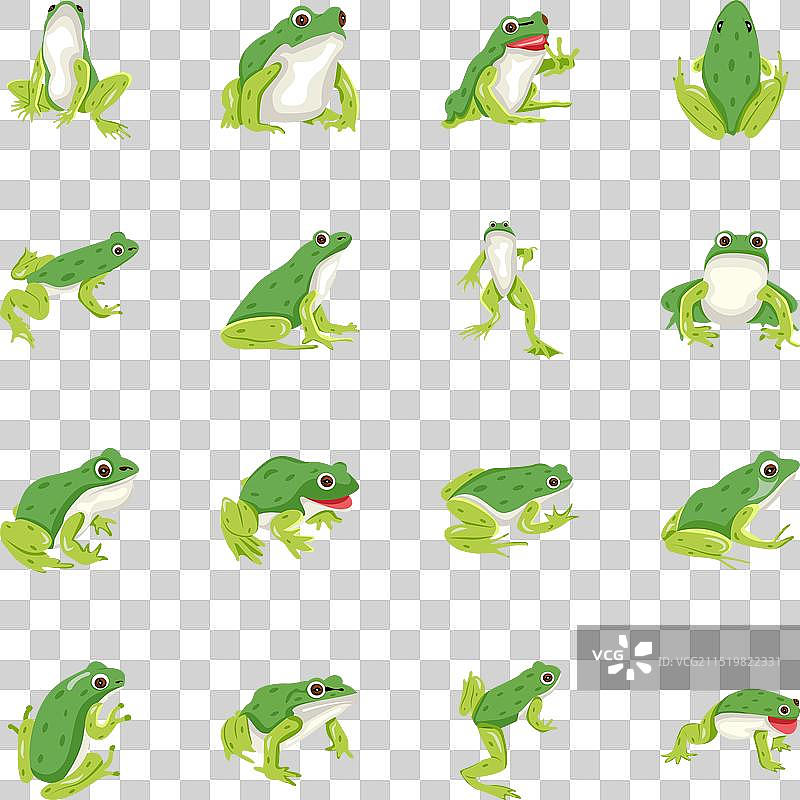 16个可爱两栖动物扁平风格图标合集图片素材