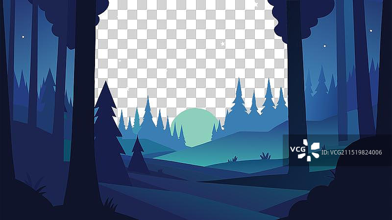发光森林夜晚场景图片素材