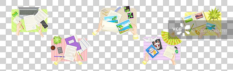 书写信件与照片和填充纸质文档图片素材