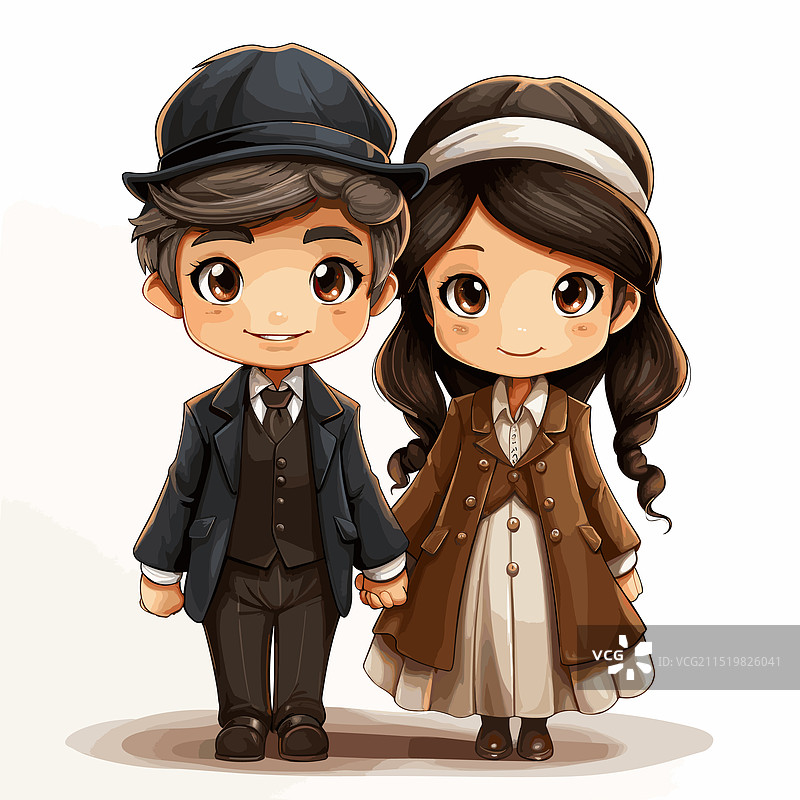 手绘犹太夫妇漫画图片素材