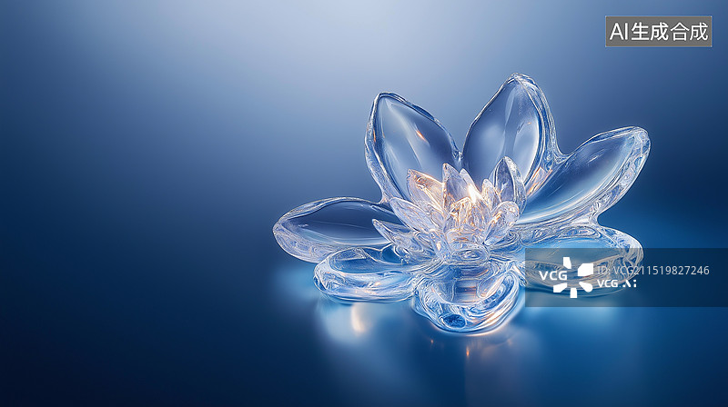 【AI数字艺术】透明冰感水晶质感花朵图片素材