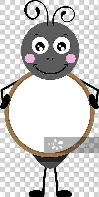 可爱又有趣的蚂蚁圆形框架图片素材