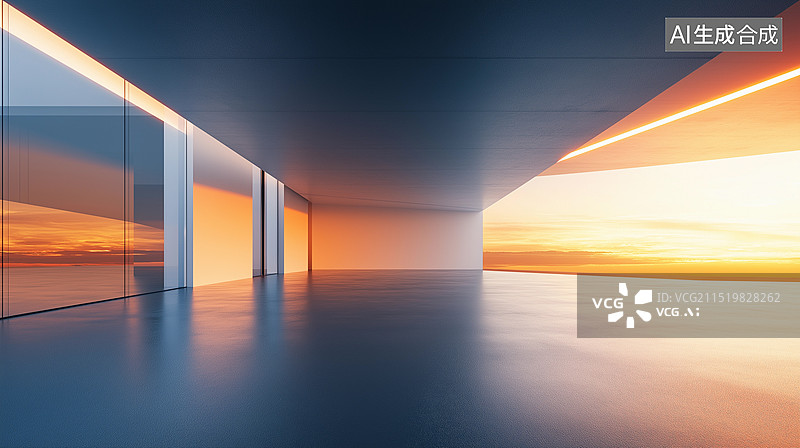 【AI数字艺术】汽车广告背景图——现代极简建筑及其广场图片素材