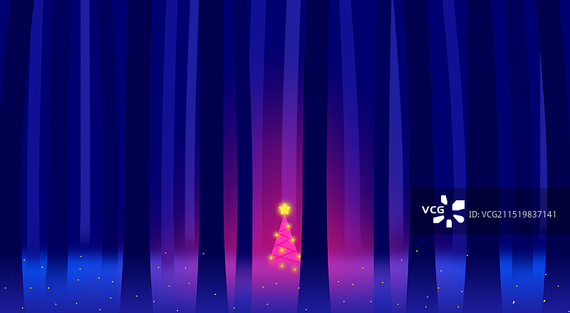 扁平插画圣诞森林节日气氛图片素材