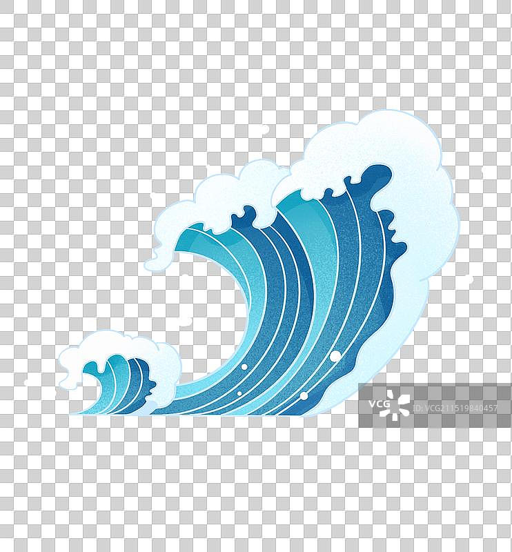 中式波浪海浪浪花插画图片素材