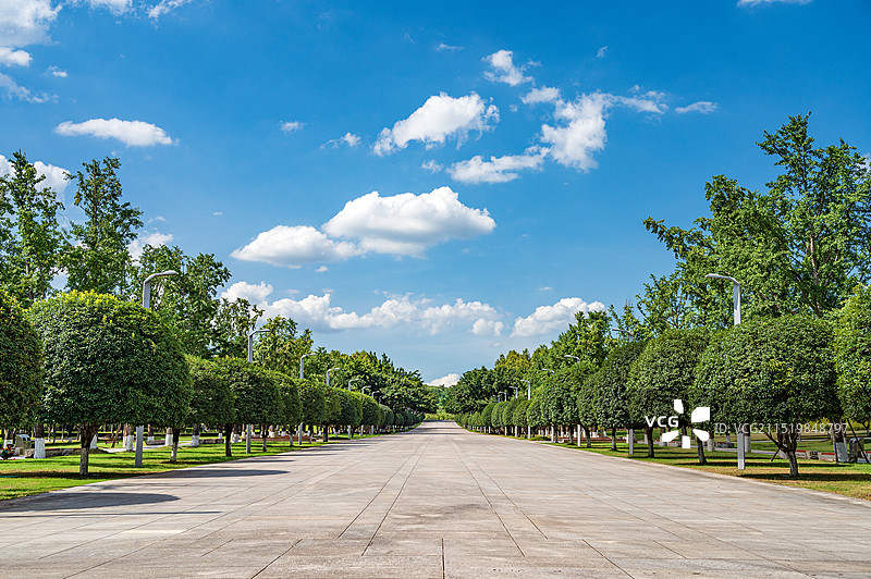 重庆渝北中央公园空旷的公园大道图片素材