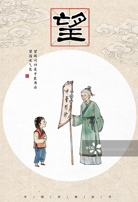 诊脉老中医中医医生中医药材望闻问切行医看病—国画古风水墨国风设计模板海报图片素材
