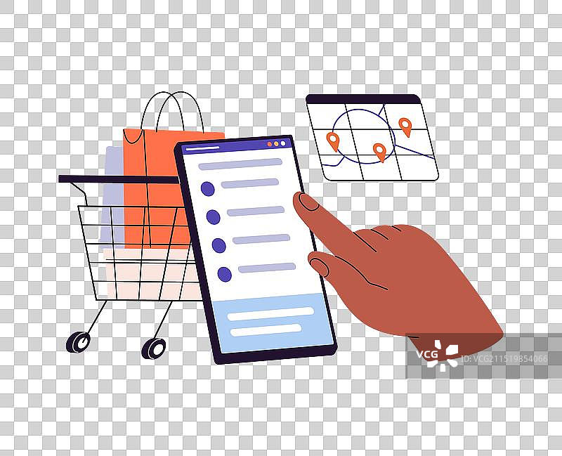 在线购物概念：购物车配送图片素材