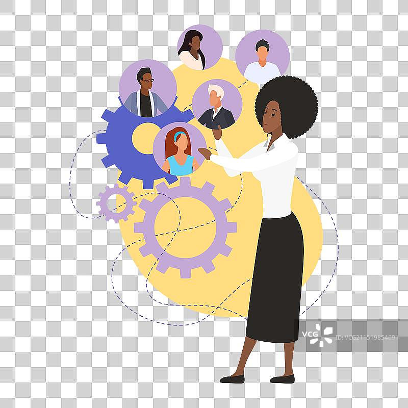 女性角色拿着人物头像图片素材