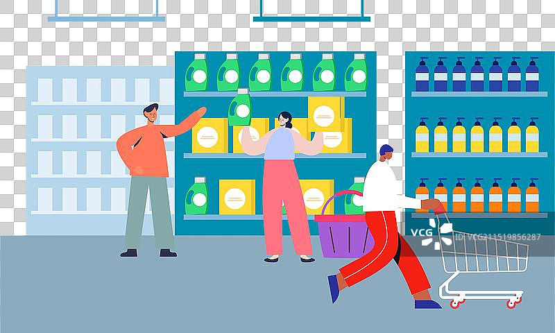 在食品杂货店购物的人们图片素材