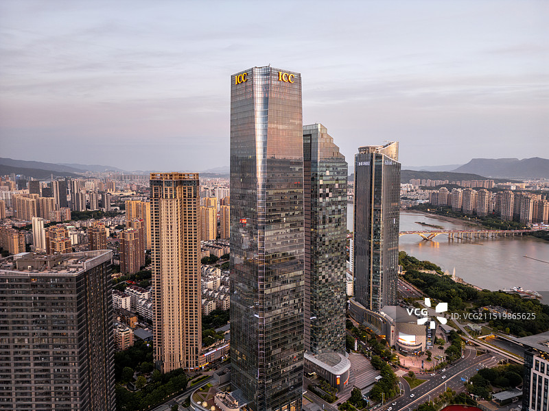 福州城市夕阳航拍风光图片素材