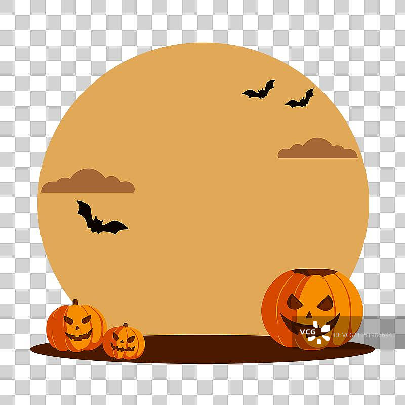 可爱的万圣节南瓜灯蝙蝠背景图片素材