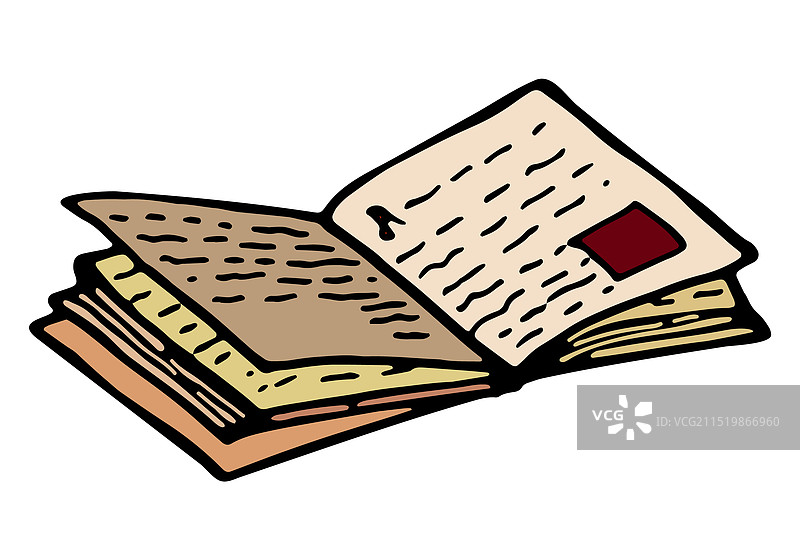 打开的书本速写图片素材