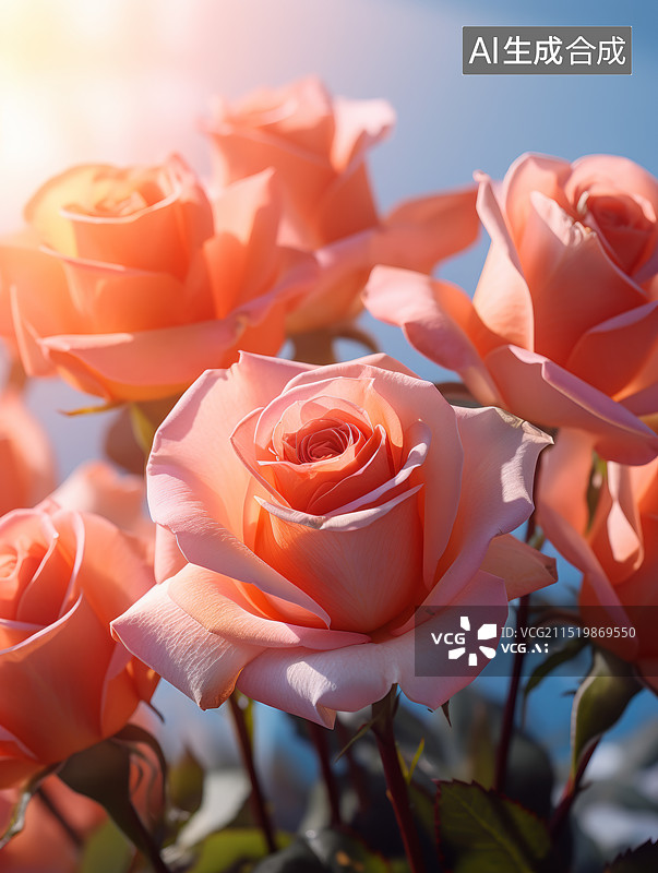【AI数字艺术】户外盛开的玫瑰花特写镜头图片素材