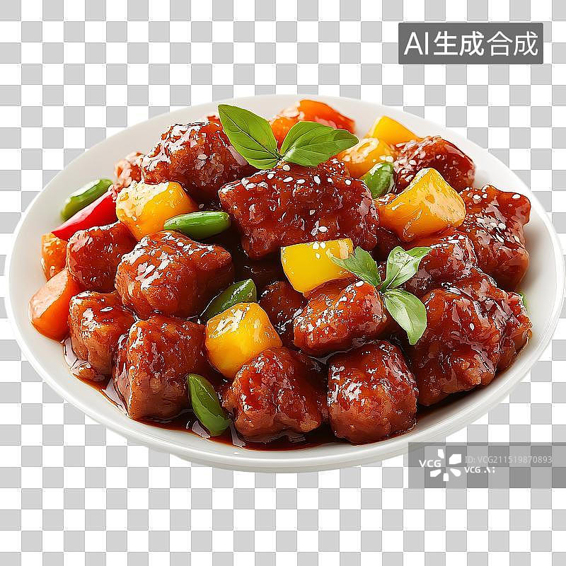【AI数字艺术】3D咕咾肉美食元素图片素材