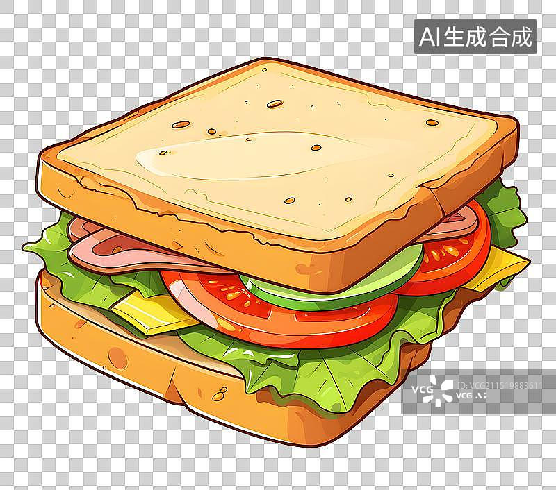 【AI数字艺术】早餐 三明治 插画插图图片素材