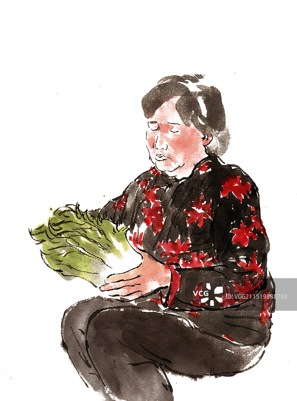 卖白菜的女子图片素材