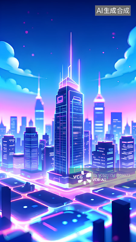 【AI数字艺术】未来城市插画图片素材