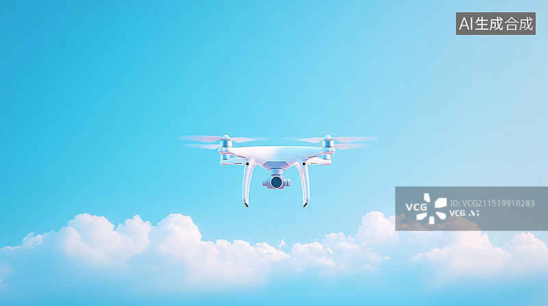 【AI数字艺术】空中飞行的无人机科技创新技术工业商务背景图片素材