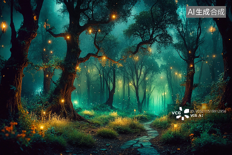 【AI数字艺术】梦幻森林图片素材