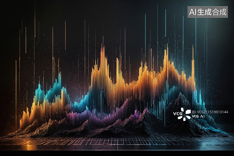 【AI数字艺术】数据波浪图图片素材