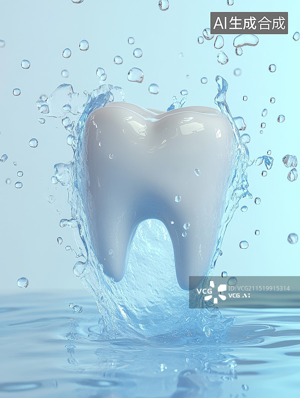 【AI数字艺术】水波冲牙器在牙齿全面清理抽象表达图片素材